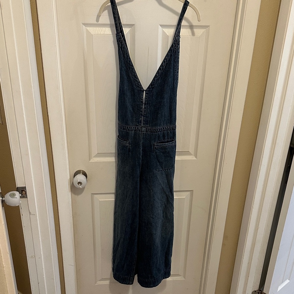 Free People Dark Denim Wide-Leg Jean Overalls